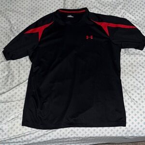 Under Armour Men's Black Tee with Red Accents